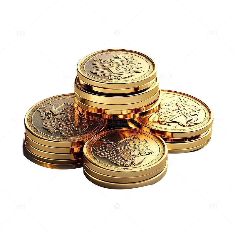 3D立体真实金币金属富贵