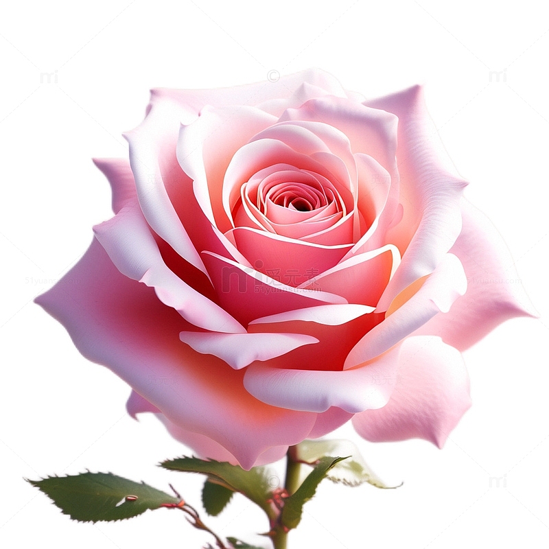 3D立体真实玫瑰粉色情人节花朵