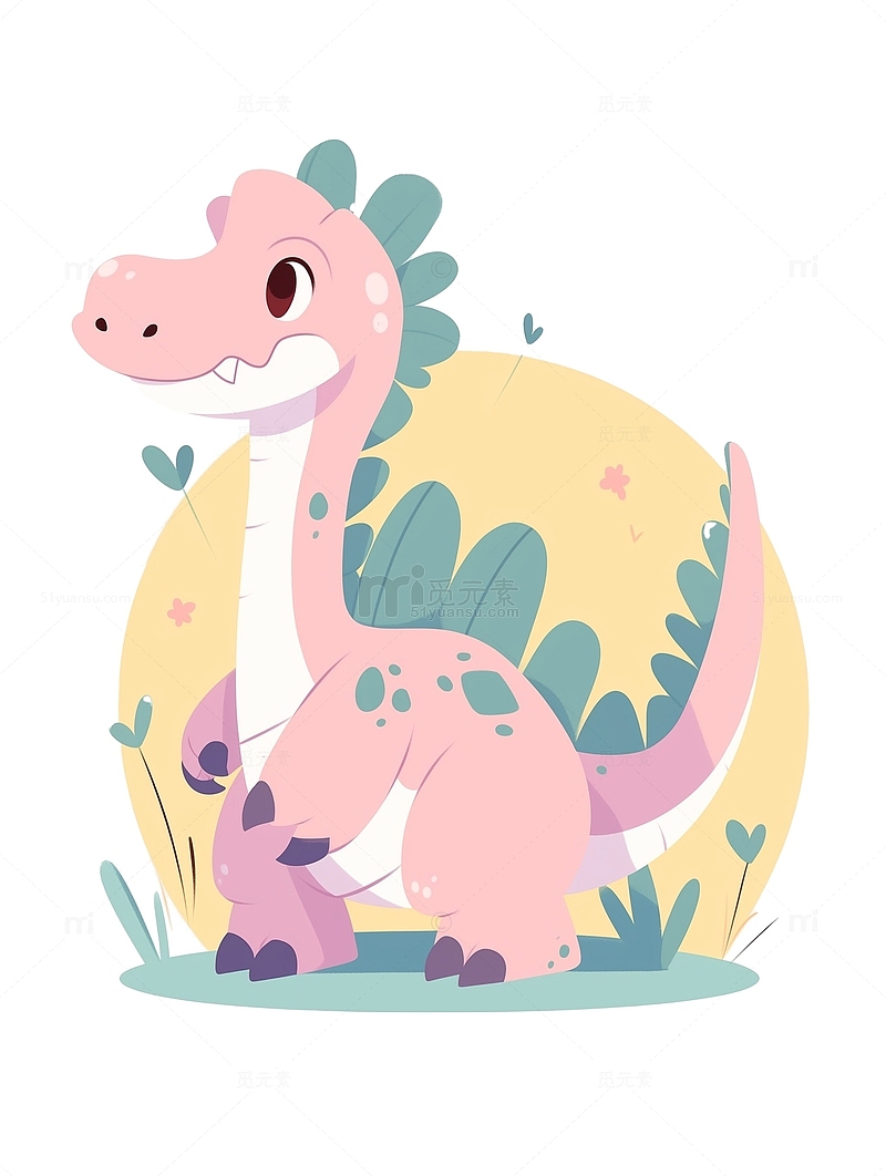 粉色恐龙卡通元素