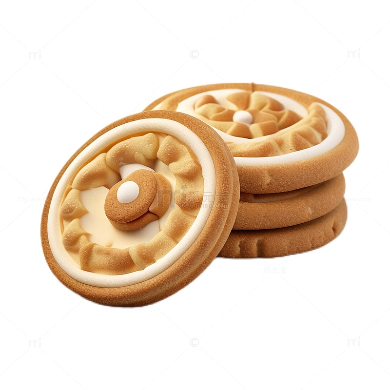 3D立体真实饼干夹心甜品奶油