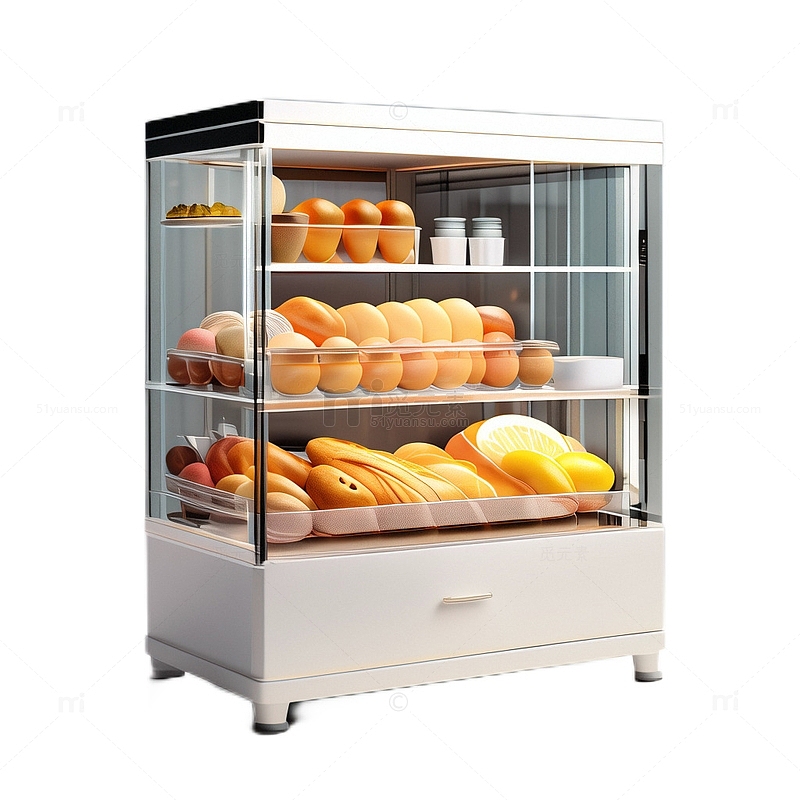 3D立体真实甜品店面包面包柜