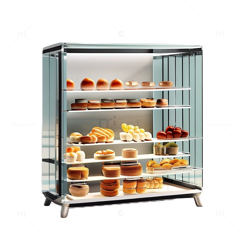3D立体真实甜品店面包面包柜摆架