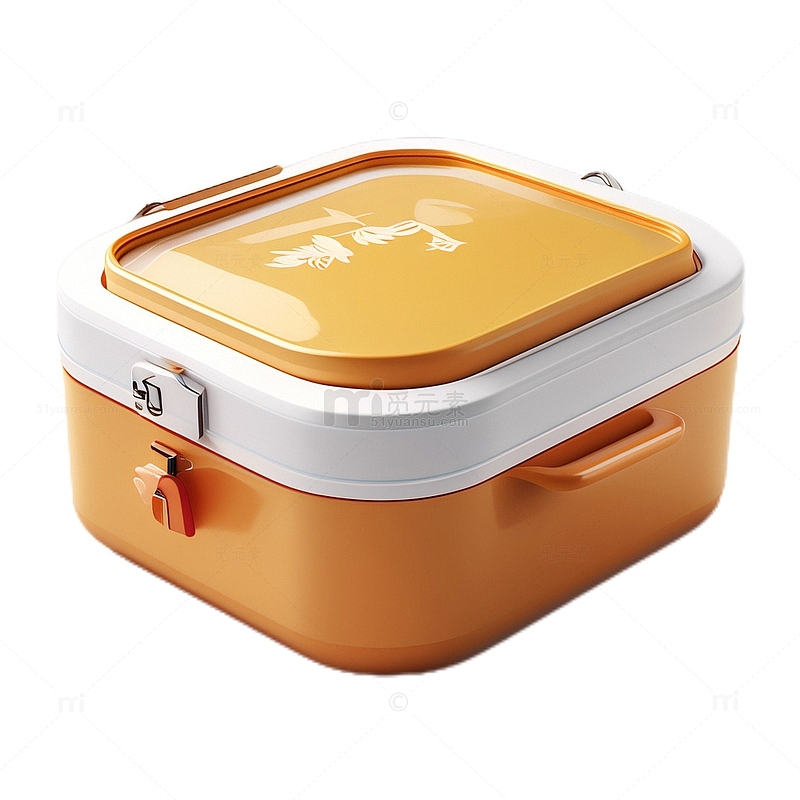3D立体真实饭盒保温盒子带饭黄色