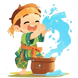泼水节卡通男孩素材