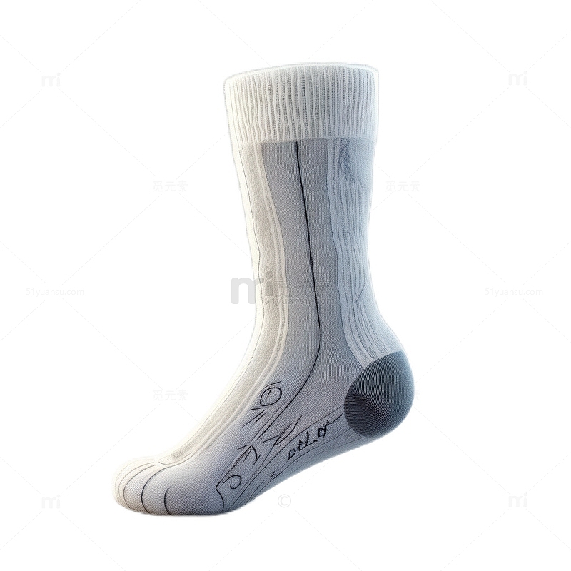 3D立体真实袜子模特灰色条纹