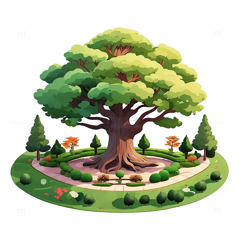卡通树木景观规划素材