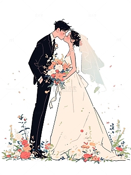 新郎新娘亲密婚纱照