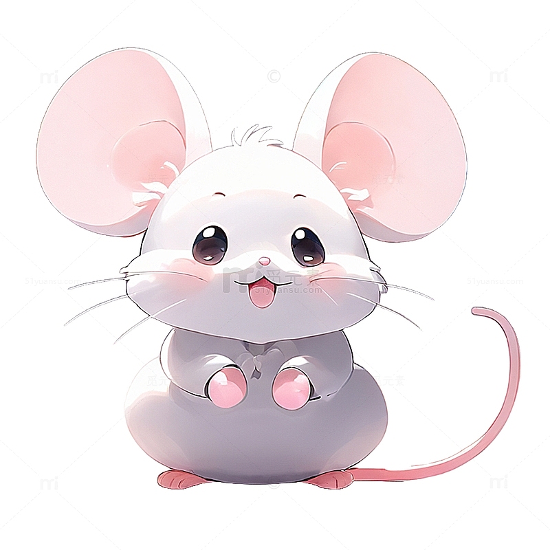 手绘风可爱小白鼠