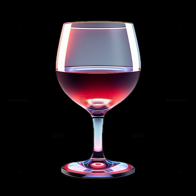 3D立体真实红酒杯高脚杯杯子透明