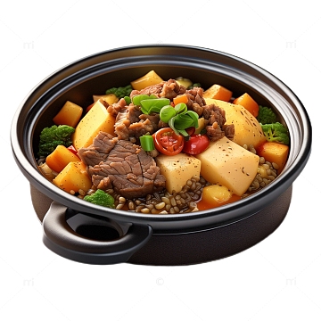 3d立体真实土豆牛肉煲仔饭