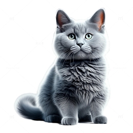 3D真实立体蓝猫猫咪动物