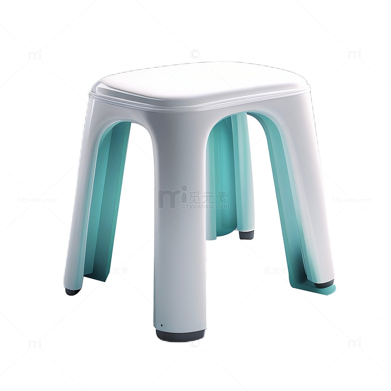 3D真实立体塑料凳子青色简约