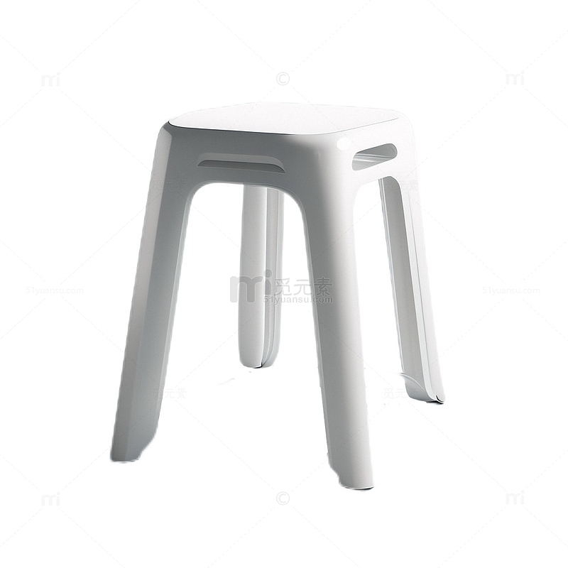 3D真实立体塑料凳子白色简约