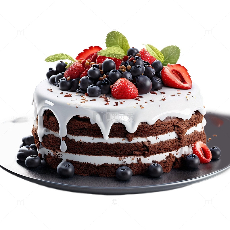 3D真实立体黑森林蛋糕甜品甜点草莓