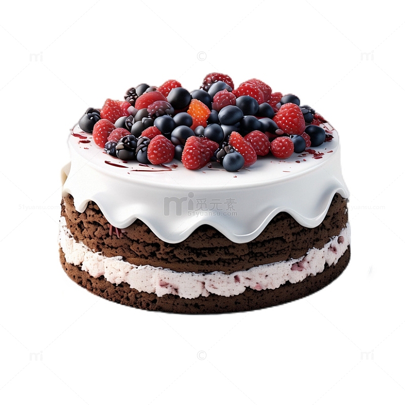 3D真实立体黑森林蛋糕甜品草莓