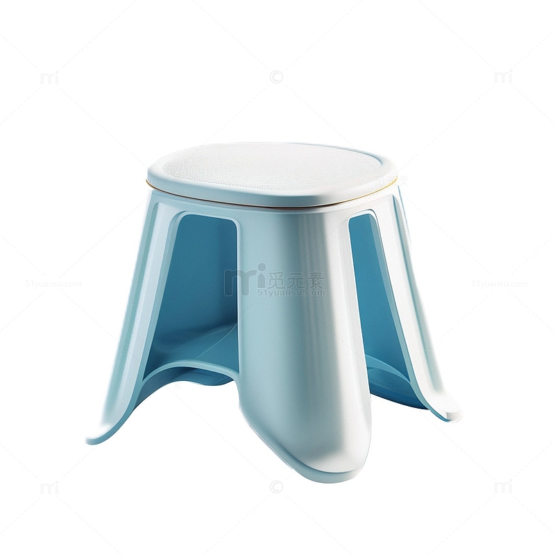 3D真实立体塑料凳子青色