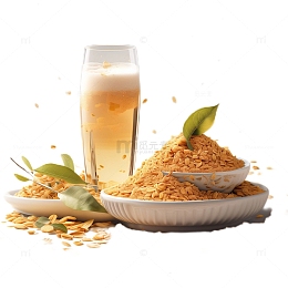 3D真实立体桂花酒酿燕麦卡布夏日
