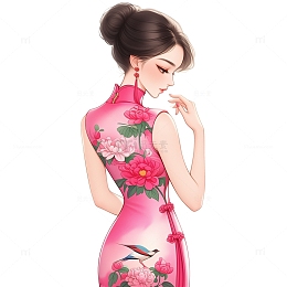 优雅旗袍女人国潮风格