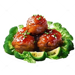 3D真实立体红烧狮子头食物