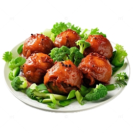 3D真实立体红烧狮子头食物中餐