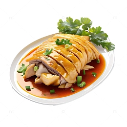 3D真实立体广东白切鸡鸡肉美食食物
