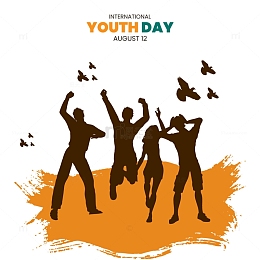 国际青年节庆祝人物剪影