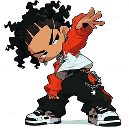 帅气卡通街舞男孩素材