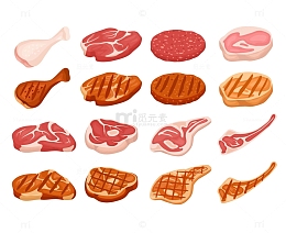 卡通鲜美的肉排