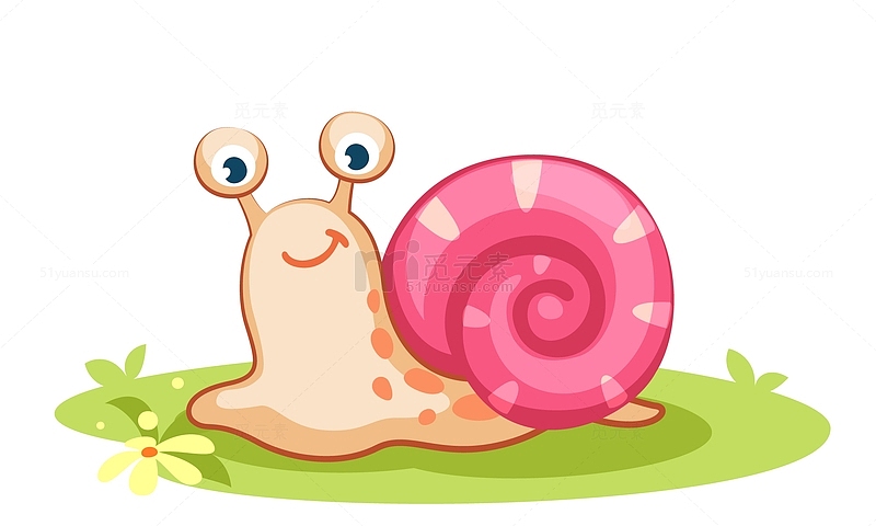 可爱的卡通蜗牛矢量插图