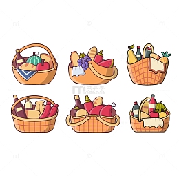 竹篮中放满的食物