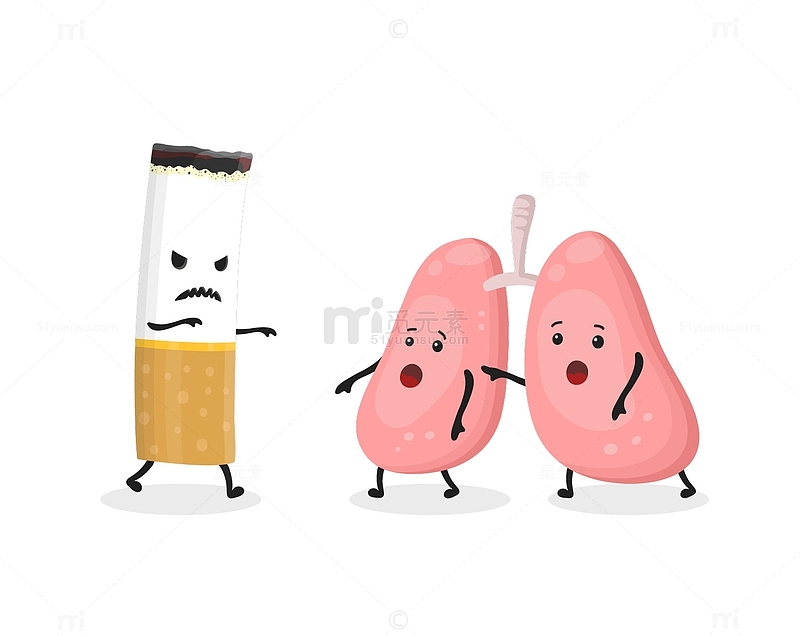 吸烟伤肺禁止吸烟卡通人物插图