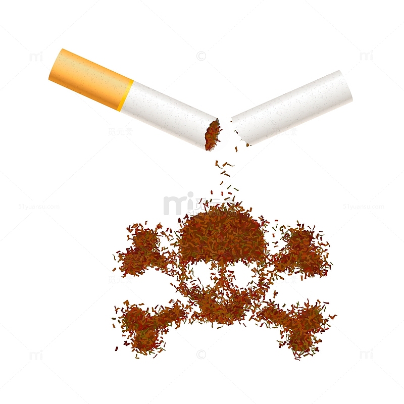 香烟与烟叶头骨标志
