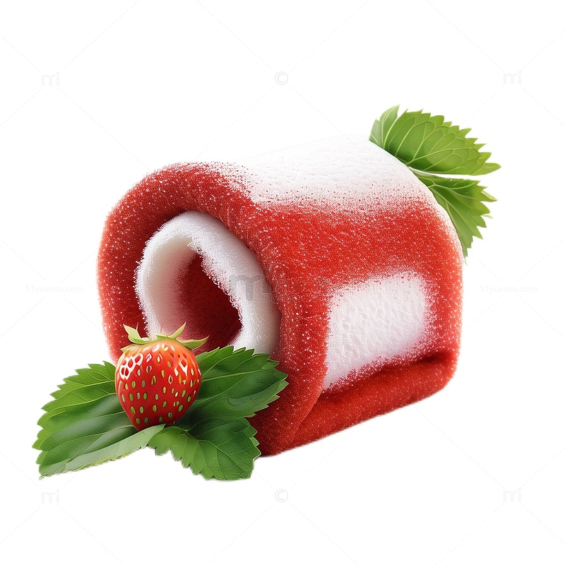 3D真实立体草莓卷蛋糕甜品