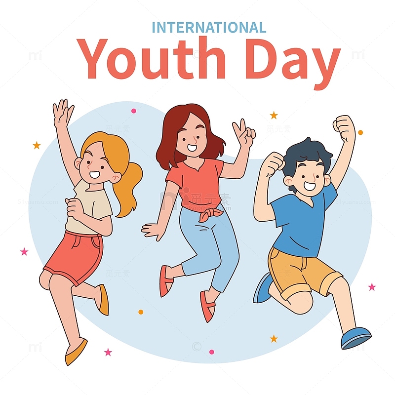 欢呼庆祝国际青年节的青少年