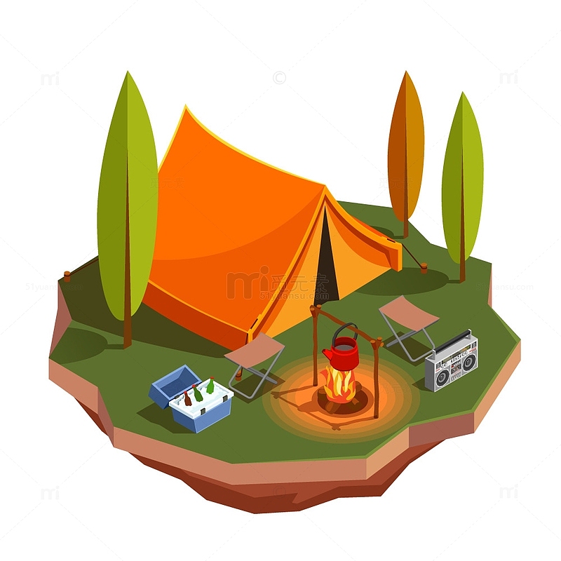 在森林中支起的帐篷