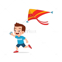 正在放风筝的男孩子