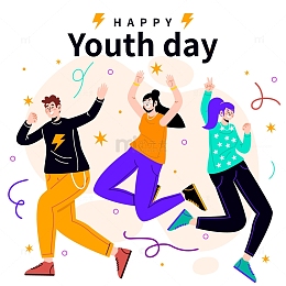 欢呼跳跃的人群庆祝青年节