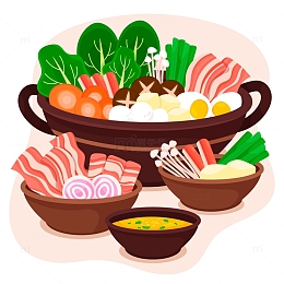 双耳锅里放着的食物