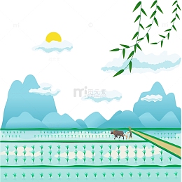 农田手绘插画
