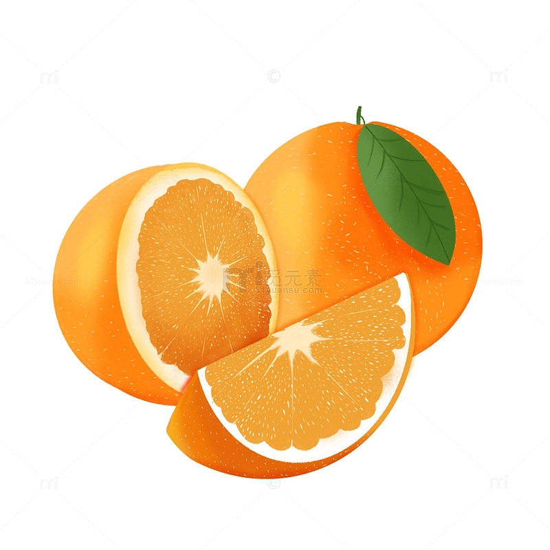 手绘卡通食物水果插画橙子元素