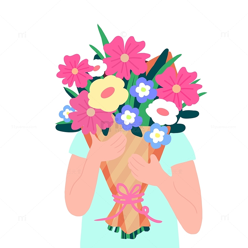 母亲节献花花束元素