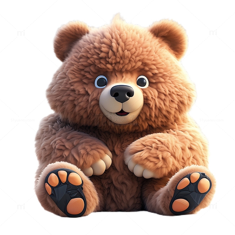 3D立体卡通棕熊动物可爱