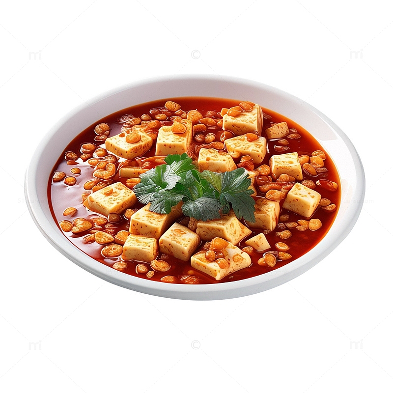 3D立体卡通麻辣豆腐食物美味