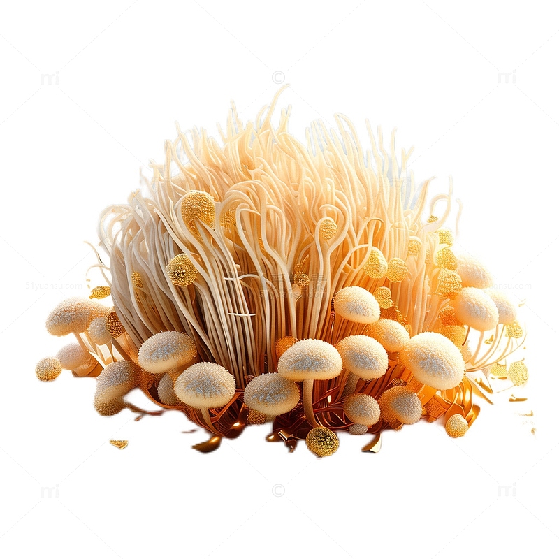 3D立体卡通食材金针菇菌类蘑菇