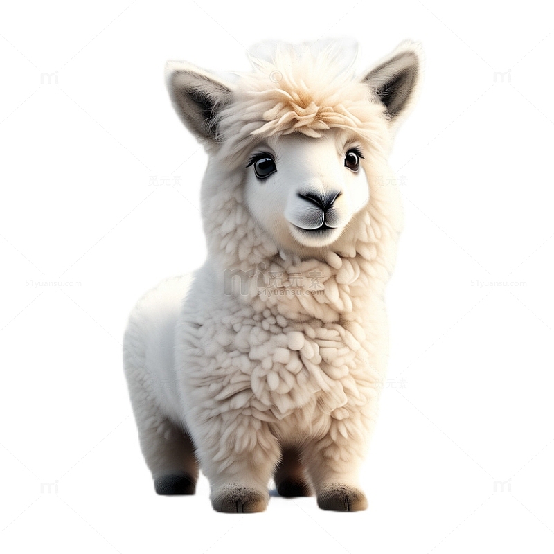 3D立体卡通可爱羊驼毛绒绒动物
