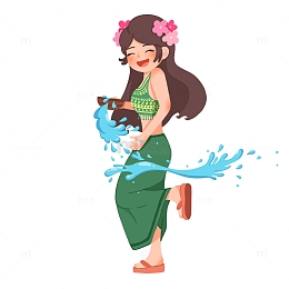 簪花民族服饰微笑女孩儿欢乐泼水节节日