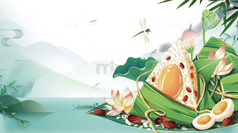 粽子端午节国风插画