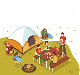 一起露营野餐的朋友