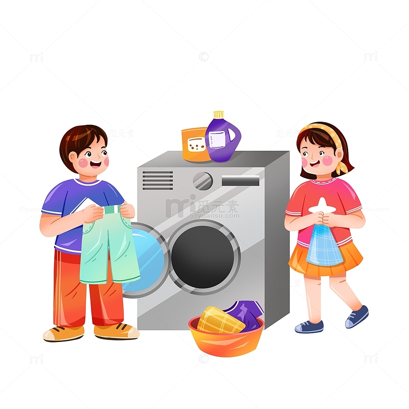 儿童洗衣服元素