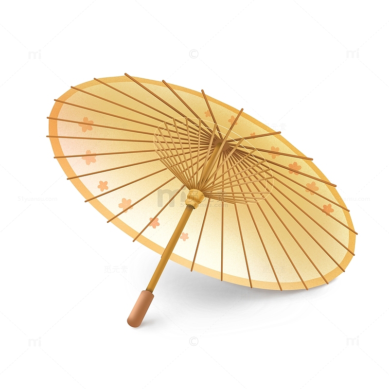 黄色古风手绘油纸伞